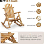 Outvita Wooden Rocking Chair Set of 2, Fir Log Adirondack Rocker, Outdoor Wood - Image 4