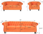 RARZOE Modern 2 Pieces Living Room Sofa Set, Loveseat and Chesterfield Sofa - Image 2