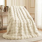L'AGRATY Faux Rabbit Fur Throw Blanket by LAGRATY
