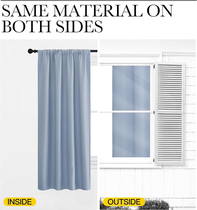 NICETOWN Bedroom Window Curtain Panels, Vintage Blue, 2 Panels, 62 in x 72 in - Image 5