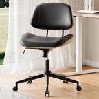 Armless Office Chair with Wheels, PU Leather Adjustable Height Desk Chair - Image 7