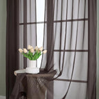 Chocolate Sheer Curtains 63 Inches Long 2 Panels Set, Light Filtering Sheer - Image 7