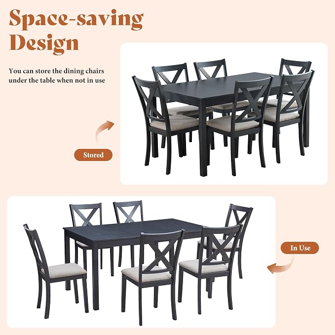 AMERLIFE 7-Piece Farmhouse Dining Table Set - Image 6