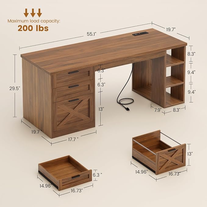 SEDETA 55.1" Executive Office Desk - Image 2