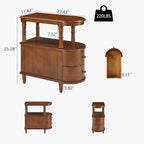 Slim End Table with 2 Storage Drawers, Retro Vintage Sofa Beside Table - Image 2