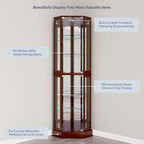 BELLEZE Lighted Corner Display Curio Cabinet, Bar and Liquor Storage Area - Image 5