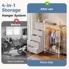 DUMOS Dresser for Bedroom with Hanging Rack, 6 Drawer Fabric Dresser with - Image 4