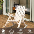 Outvita Wooden Rocking Chair, Fir Log Adirondack Rocker, Outdoor Wood Accent - Image 8