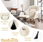 Lazy Chair with Ottoman, Large Lvory Accent Chair with Ottoman and FA Throw - Image 7