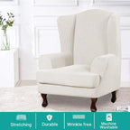 Turquoize Wingback Chair Covers 2 Piece Wing Chair Slipcover Stretch Slipcovers - Image 2