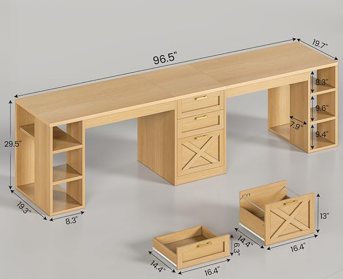 SEDETA Farmhouse 96.5" Computer Desk - Image 2