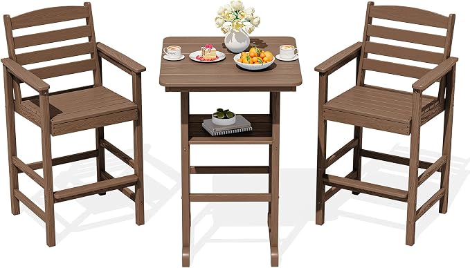 SERWALL Balcony Adirondack Chairs and Table 3 Pieces Set, Oversize Adirondack - Image 8