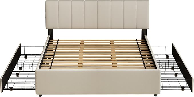 King Size Upholstered Platform Bed - Image 8