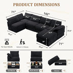 Upgrade Boneless Couch with Storage, Extra Deep&High Seat Modular Sectional - Image 3
