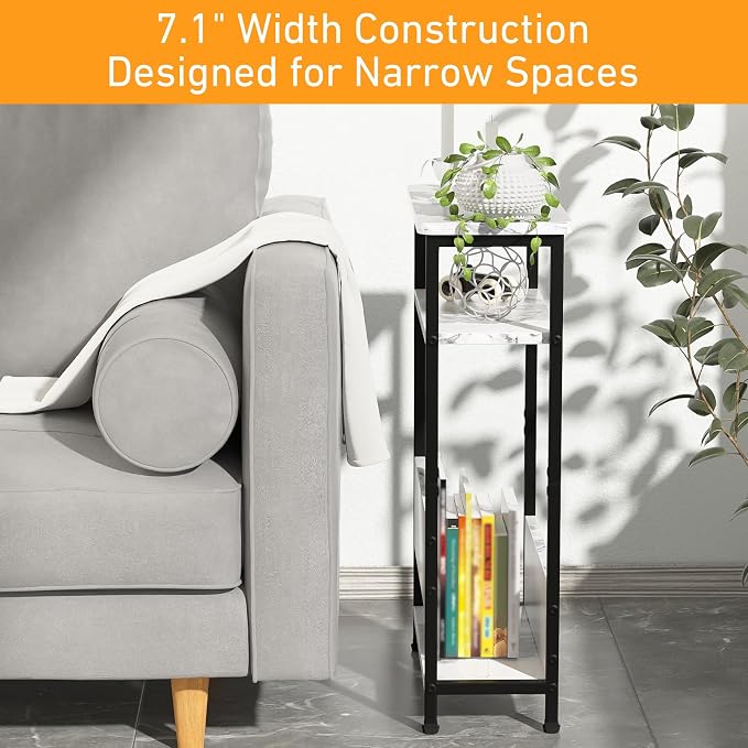 THUMEYE 7.1" Narrow Side Table for Small Spaces, 3 Tier Small End Table - Image 5