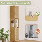 Amazer 70'' Tall Bathroom Storage Cabinet Bamboo, Narrow Storage Cabinet - Image 9