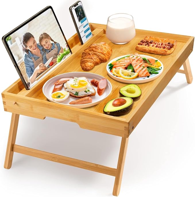 Bamboo Bed Tray Table, Large Breakfast Tray - Image 8