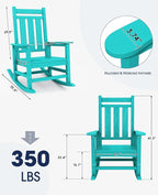 KINGYES Oversized Outdoor Rocking Chair, All-Weather Patio Rocking Chairs - Image 3