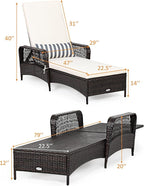 COSTWAY PE Rattan Chaise Lounge Chair, 6 Gear Adjustable Recliner - Image 3