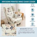 KRFOONN Velvet Wing Chair Slipcovers 2 Piece Stretch Printed Wingback Chair - Image 5