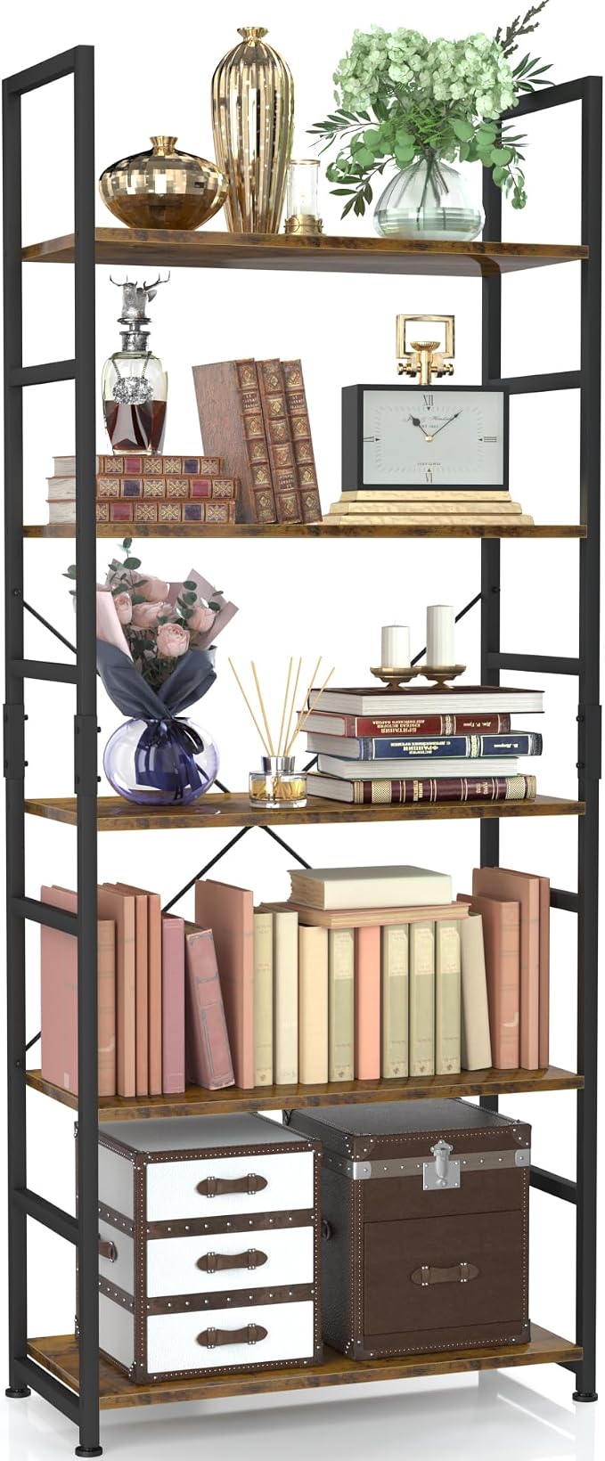 NUMENN 5 Tier Bookshelf, Tall Bookcase Shelf Storage Organizer, Modern Book by NUMENN