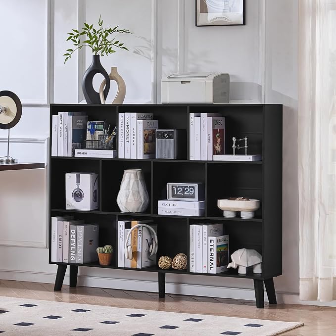 LEYAOYAO 10 Cube Bookshelf, 3 Tier Vintage 55" Wide Bookcase - Image 3