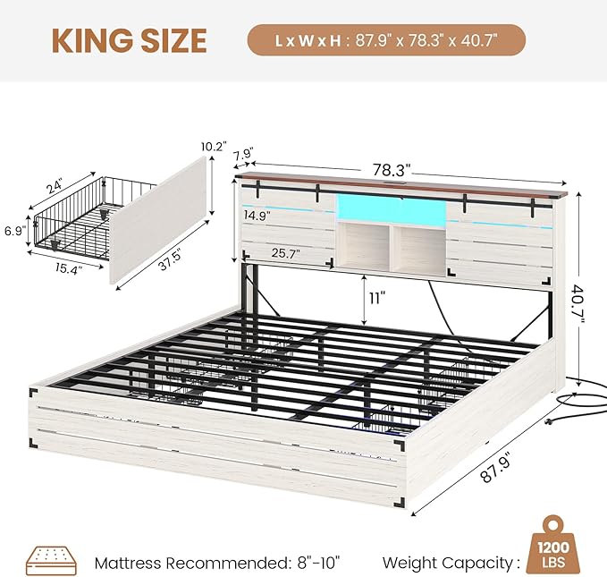 VIAGDO Wooden Bed Frame King Size - Image 2