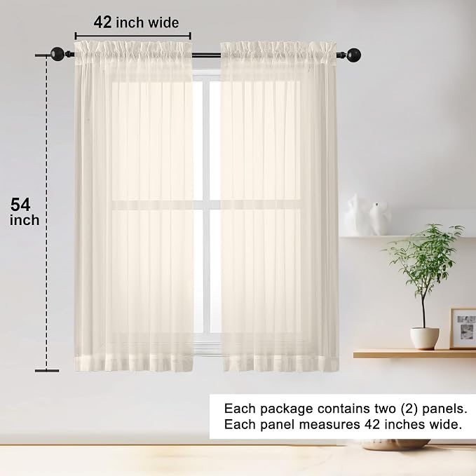 Sheer Curtains 54 inches Long 2 Panles - Image 2