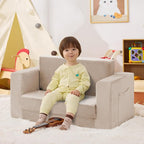 Kids Couch, 2-in-1 Toddler Chair Comfy 1-3 Years, Convertible Kids Chair - Image 2