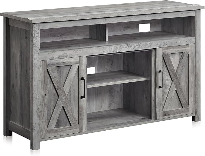 BELLEZE Modern 48 Inch Barn Door Wood TV Stand & Media Entertainment Center by BELLEZE
