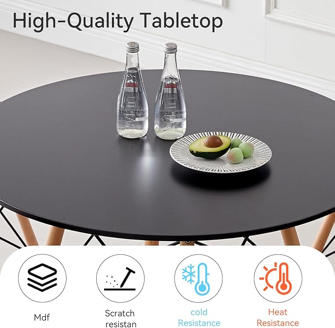 5-Piece Round Dining Table Set, Small 31.5" Kitchen Table Chairs Set of 4 Space - Image 4