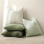 MIULEE Soft Corduroy Decorative Throw Pillow Covers Light Green 18x18 | Set of 4 - Image 4