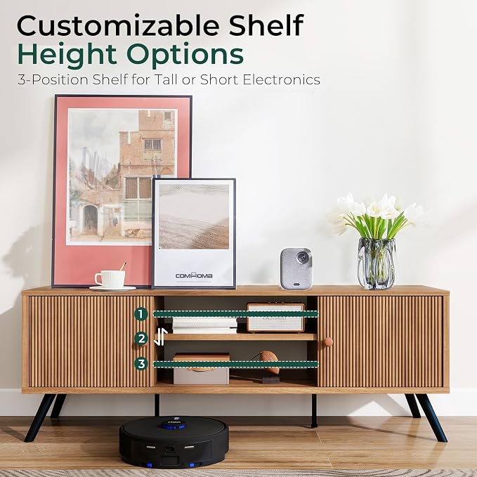 COMHOMA TV Stand for Living Room, Mid Century Modern Entertainment Center for - Image 3
