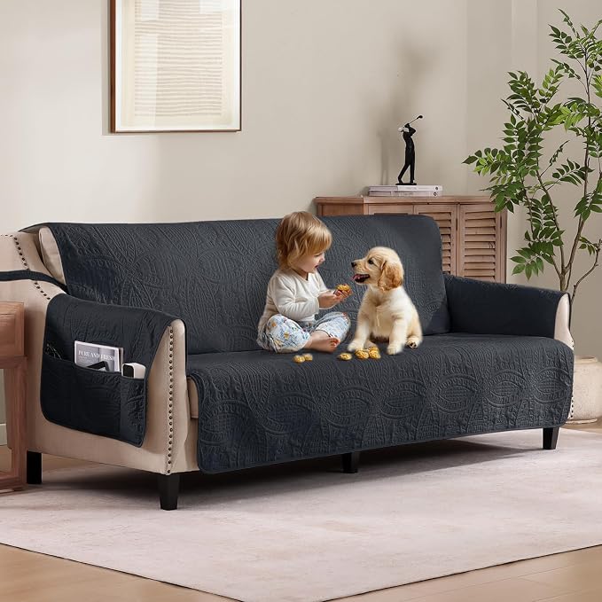 Quilted Grand Sofa Covers Washable, Couch Cover by Pamhaven