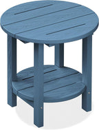 SERWALL Round Outdoor Side Table, HDPE Small Adirondack End Table, 2-Tier Patio by SERWALL