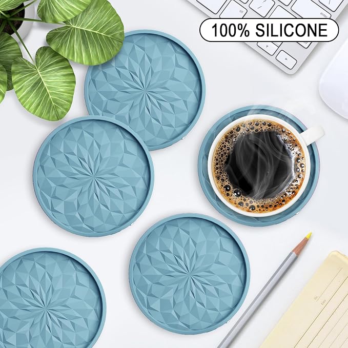 ME.FAN Silicone Coasters with Holder, Drinking Coasters - Image 2