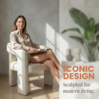 Hyfirm Upholstered Barrel Dining Chair, Linen Fabric Modern Accent Vanity Chair - Image 9