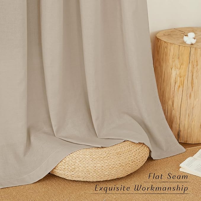 NICETOWN Flax Taupe Linen Curtains - Image 2