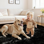 4x6 Fluffy Shag Area Rugs for Living Room Bedroom: Soft Plush Carpet Black | - Image 3