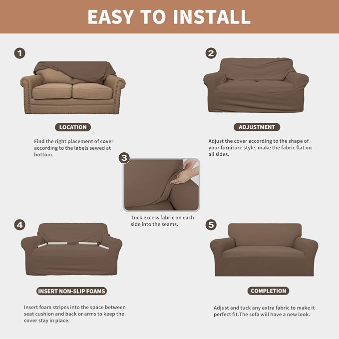 Easy-Going 100% Waterproof Couch Cover, 3 Cushion Couch Slipcover - Image 5