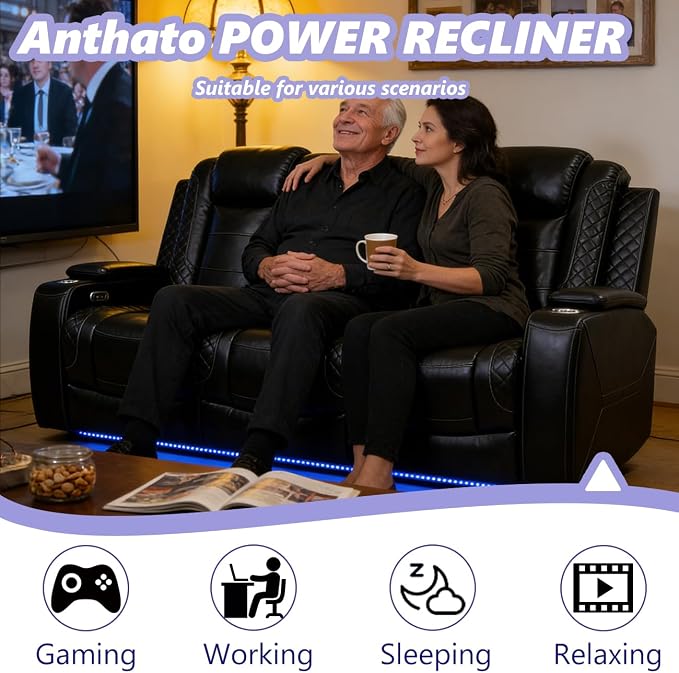 Leather Power Recliner Sofa Set - Image 3