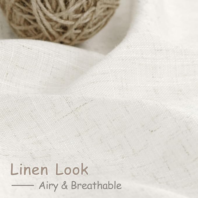Extra Wide Beige White Curtains - Image 4