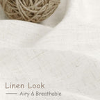 24 Inch Linen Curtains for Kitchen Beige White Small Window Semi Sheer Curtains - Image 4