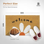Coir Welcome Mat, Welcome Daisy, 24 x 36 in | 100% Natural Coir, Anti-Shedding - Image 2