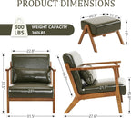 Accent Chair and Ottoman Set, Mid-Century Modern Faux Leather Upholstered - Image 2