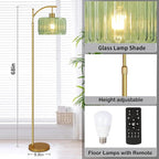 QIYIZM Glass Floor Lamp for Living Room, Mid Century Modern Brass Tall Lamp - Image 5