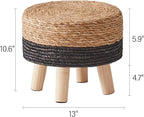 Cpintltr Ottoman Natural Seagrass Footrest Poufs Hand Weave Round Foot Stool - Image 3