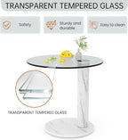 Hooseng Glass Round Coffee Table End Table, 22-Inch Modern Tempered Transparent - Image 9