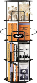 SUNMORY 4 Tier Rotating Bookshelf Tower, Revolving 360 ° Spinning Bookcase - Image 9