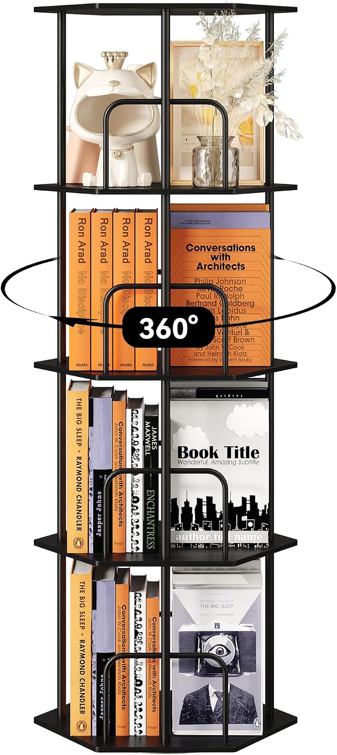 SUNMORY 4 Tier Rotating Bookshelf Tower, Revolving 360 ° Spinning Bookcase - Image 9